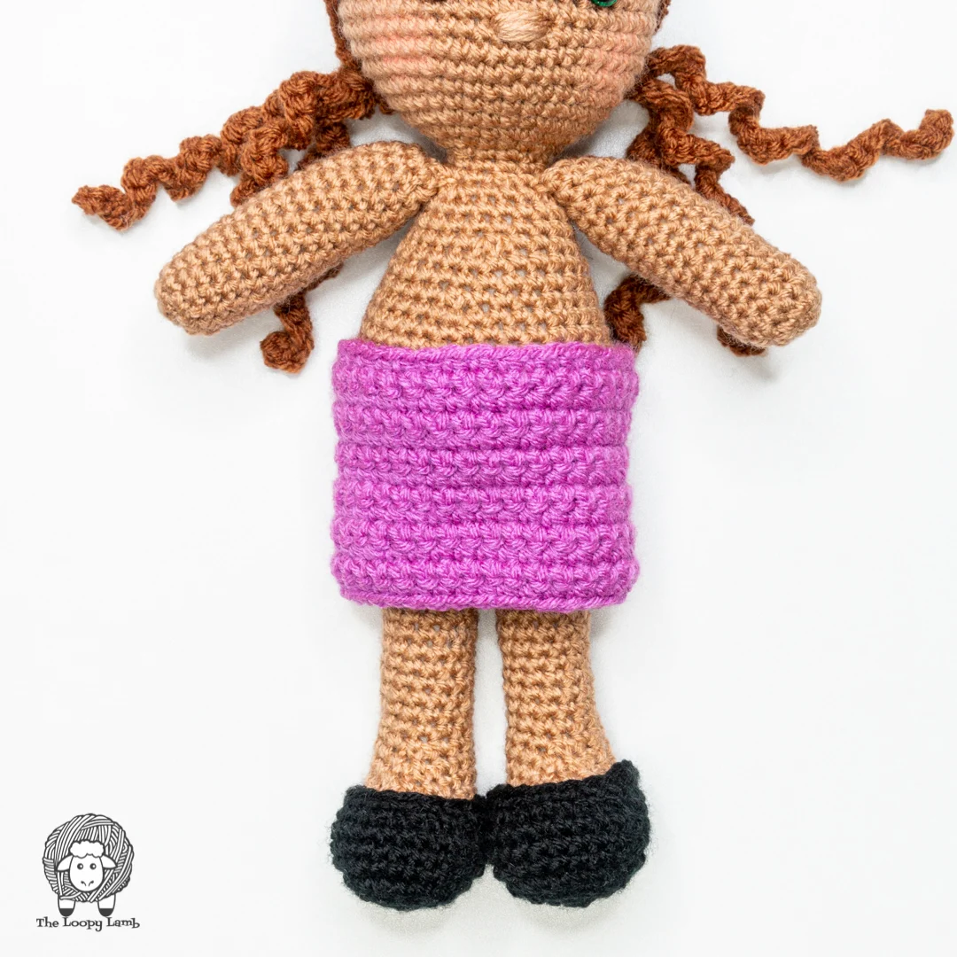 Crochet doll pattern, Amigurumi 9 inch doll in pink skirt