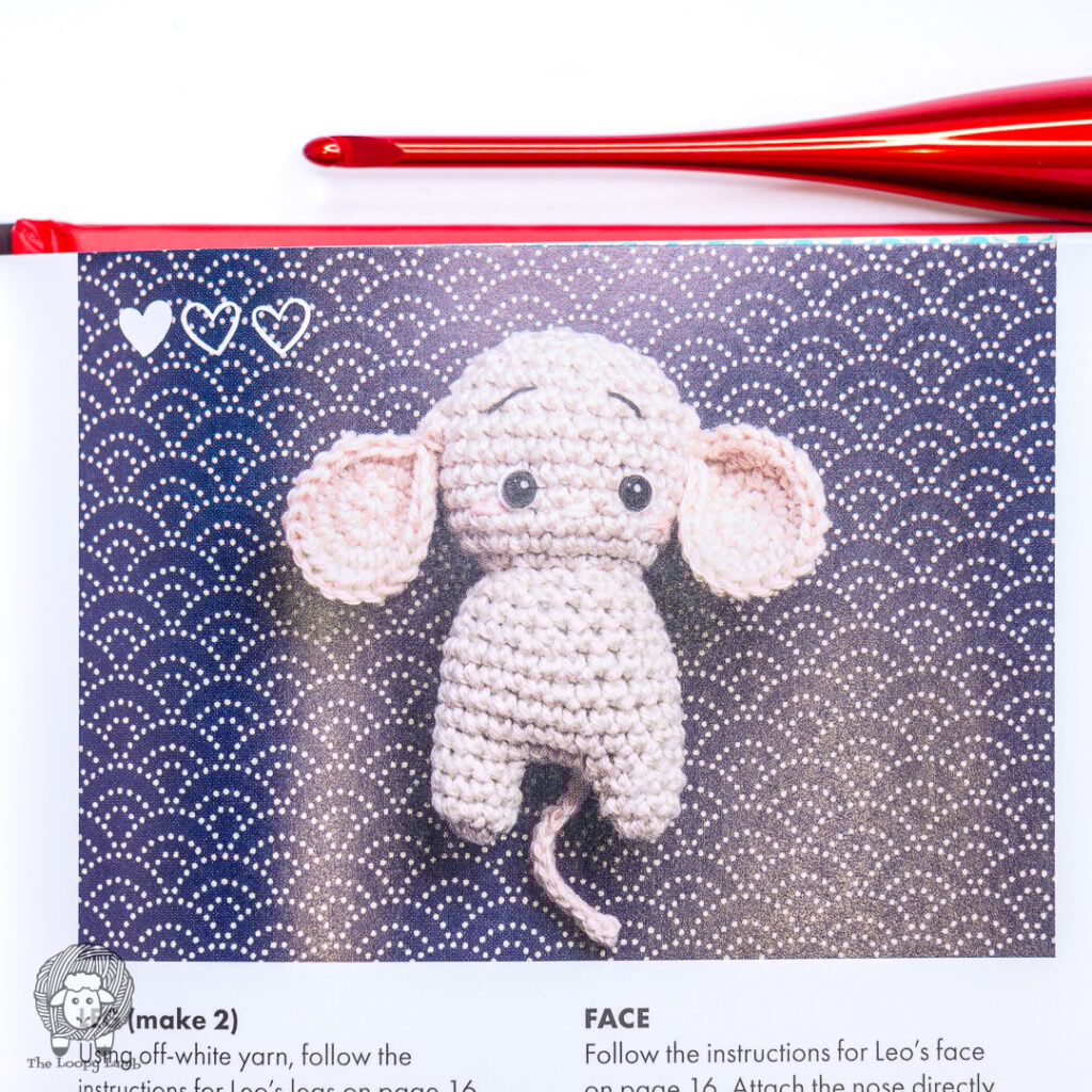 close up image of the rat from Mini Amigurumi Zodiac book by Linda Urbanneck