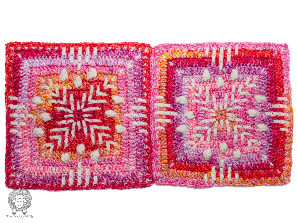 Joining granny squares with right sides facing and stitches aligned