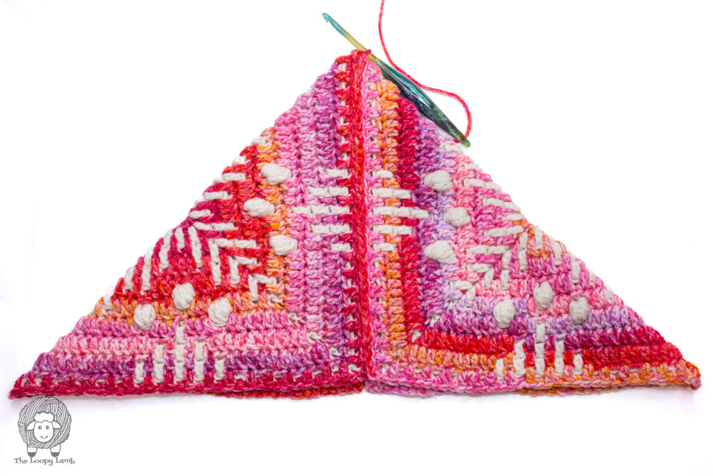 Folding crochet squares to shape the bag during assembly