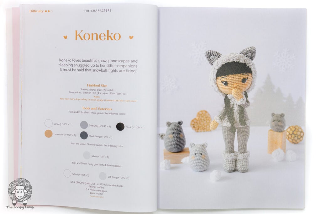 Koneko crochet doll from Kawaii Crochet dolls with her three companions