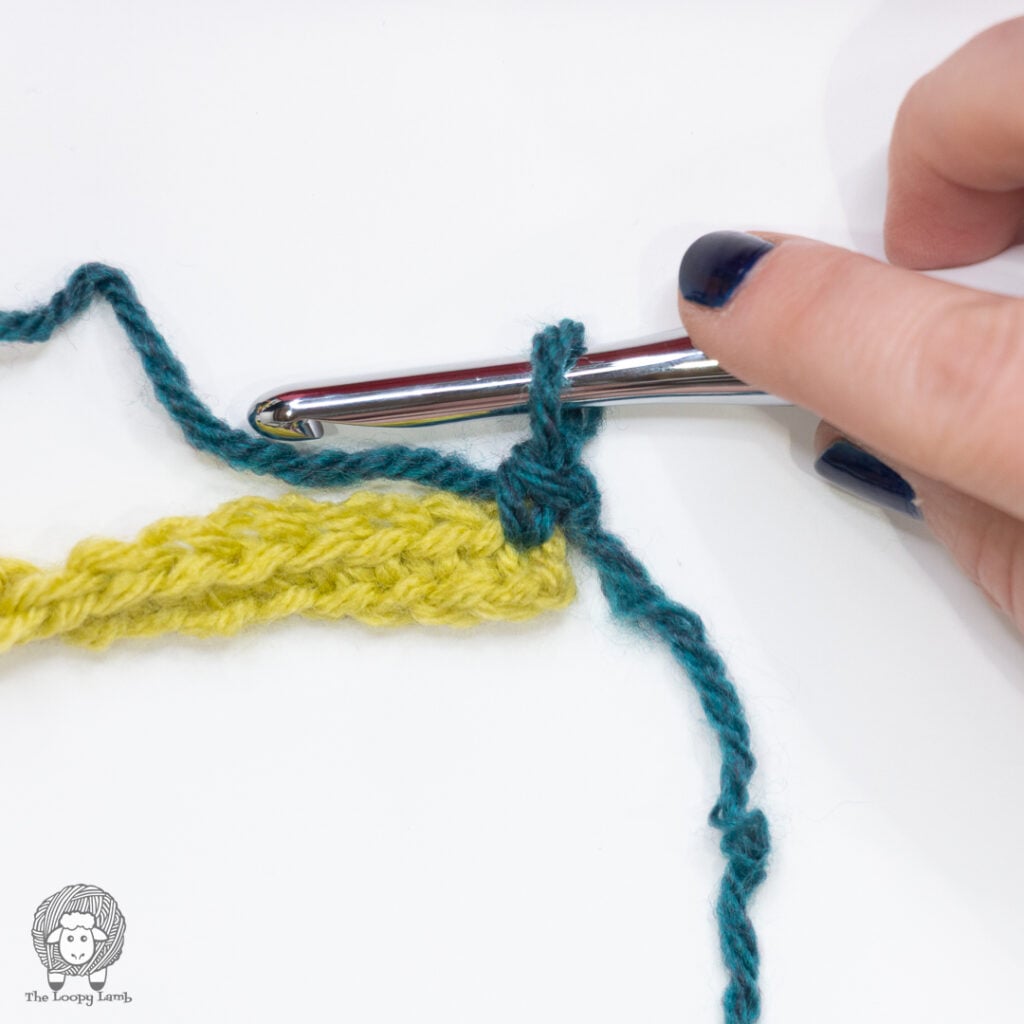 Standing single crochet to join yarn in row 2