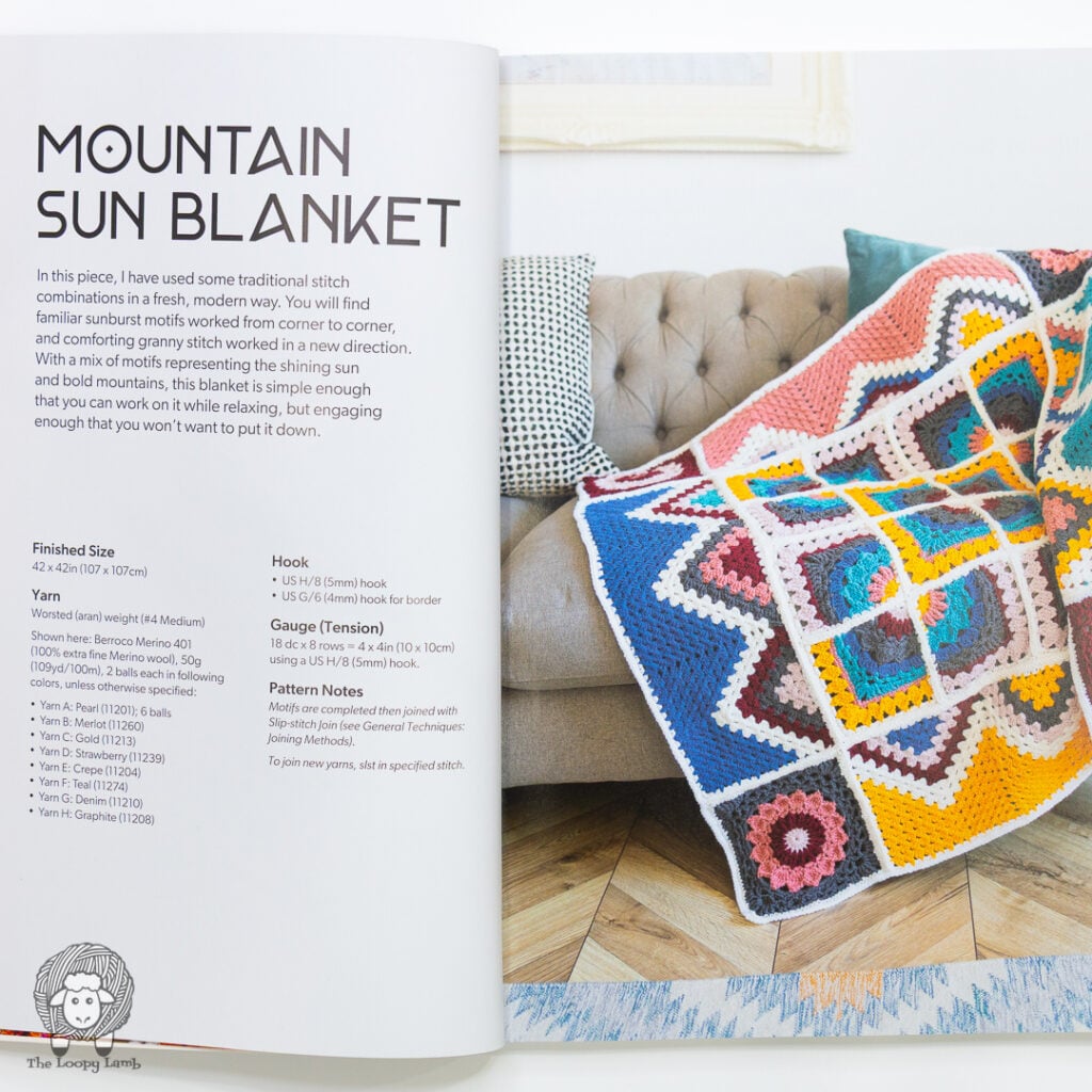 Mountain sun blanket pattern page and image